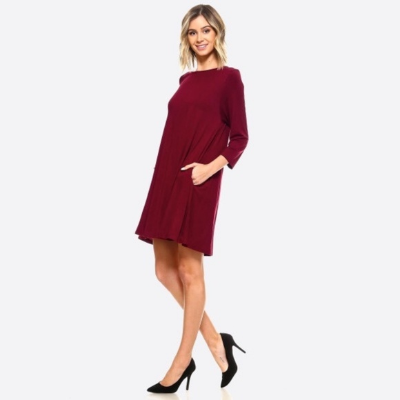 ✻Final Price Drop! Burgundy Jersey Shirt Dress - Picture 4 of 4